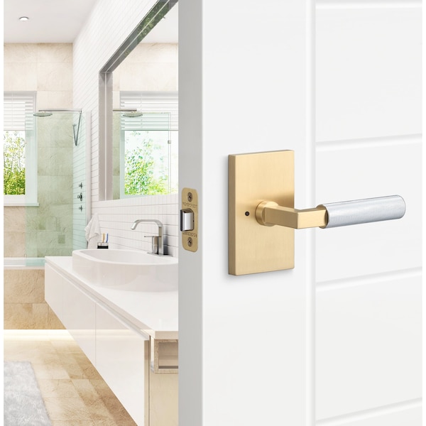 Sure-Loc Hardware Levanto Privacy Rosette, Satin Brass, Knurled Grip In Polished Chrome